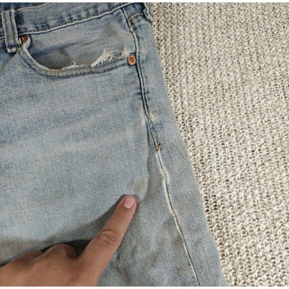 Levi's 501 Button Fly Jeans Men's 36x27 (Tag 36x30)Distressed Light Straight Leg - Picture 5 of 16